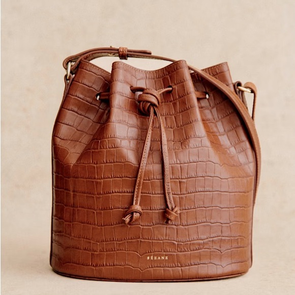Sezane Handbags - Sezane Farrow Bag Camel Croc Print Leather